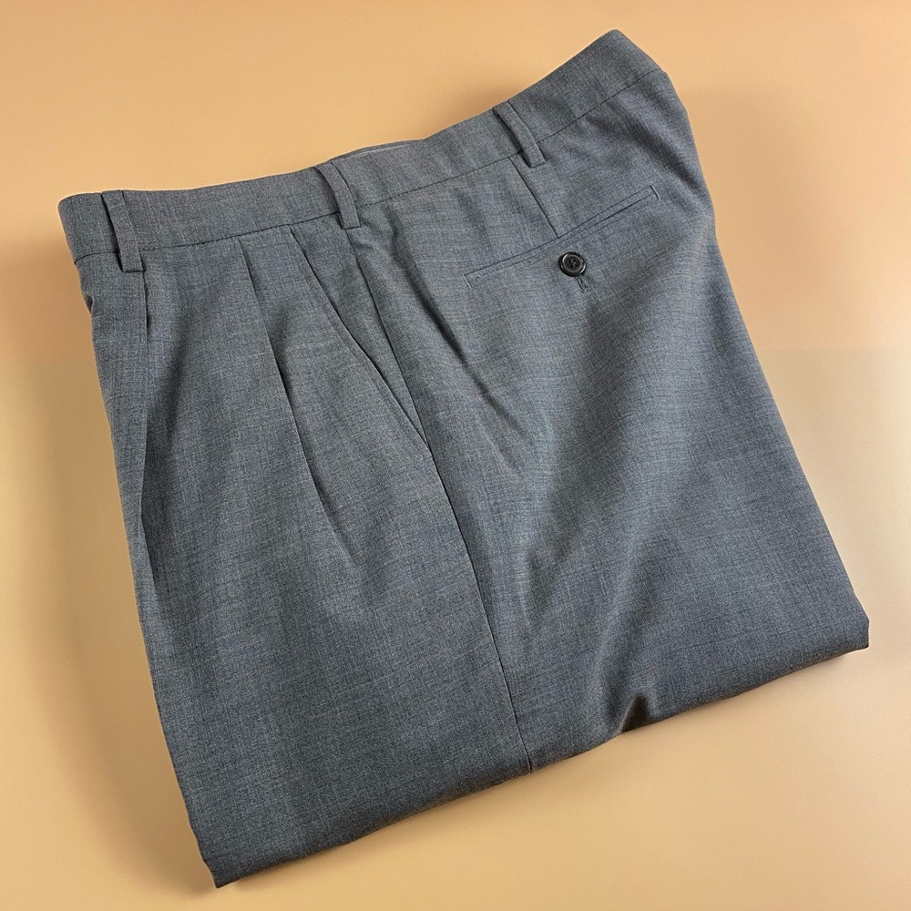 Lands’ End | Men’s Traditional Fit  100% Wool Pleated Cuffed Pants | Size 35